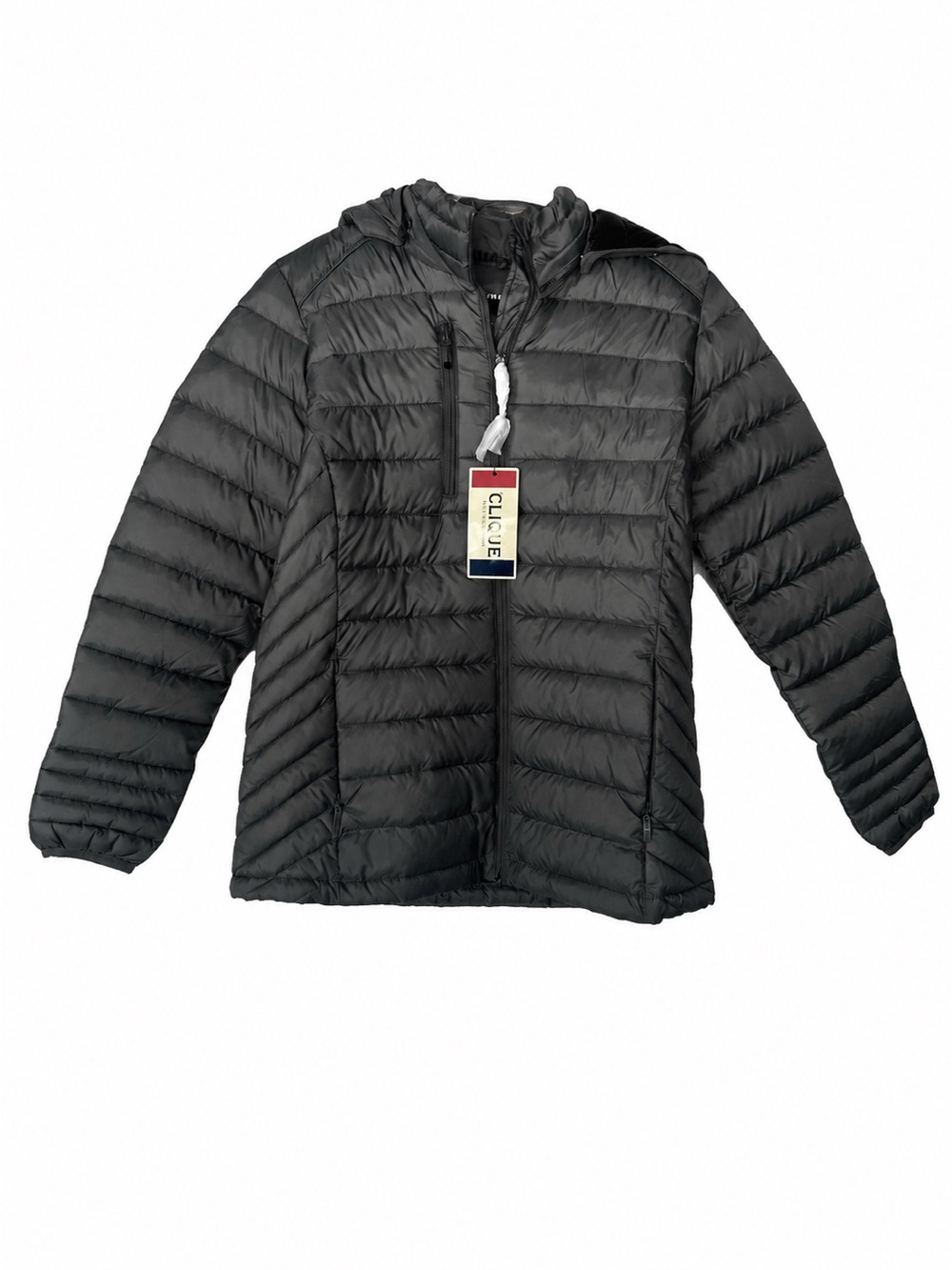 Clique Gray Quilted Puffer Jacket Hooded Full Zip Women’s Large NWT